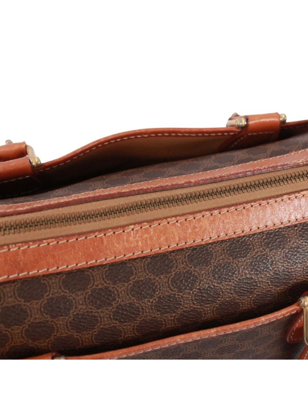 Celine Macadam Leather Brown Handbag Gold - Picture 13 of 15